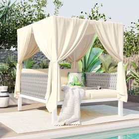 U_Style Outdoor Patio Sunbed with Curtains, High Comfort, Suitable for Multiple Scenarios