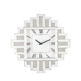 Lavina Wall Clock in Mirrored & Faux Diamonds