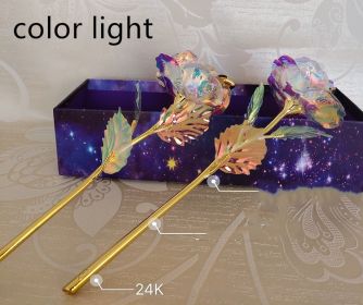 24K Luminous Color Gold Rose Flower Set (Option: Lamp Color nude flower)