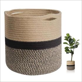 Cotton Rope Storage Basket Hamper Large Basket Wicker Laundry Baskets Laundry Woven Basket Woven Storage Basket Cotton Woven Toy Basket Desktop Picnic (Option: Big)