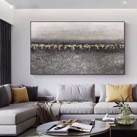 Top Selling Handmade Abstract Oil Painting Wall Art Modern Minimalist Gold Foil Picture Canvas Home Decor For Living Room Bedroom No Frame (size: 150X220cm)