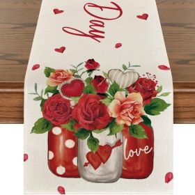 Home Decor Valentine's Day Printed Tablecloth (Color: Style 7, size: 33x183 cm)