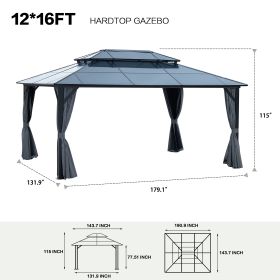 Double Roof Sunshade Gazebos (Powder Coated)-kk outdoor (size: 12x16FT)