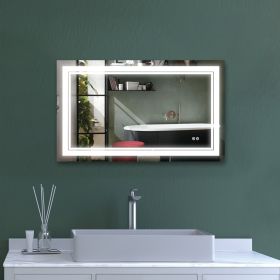 7 Size LED Bathroom Mirror Wall Mounted Vanity Mirror Anti-Fog Mirror Dimmable Lights with Touch Switch(Horizontal/Vertical) (size: 40"*24")