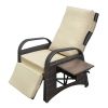 Outdoor Adjustable Wicker Recliner with Flip Table