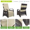 Outdoor Adjustable Wicker Recliner with Flip Table