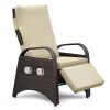 Outdoor Adjustable Wicker Recliner with Flip Table